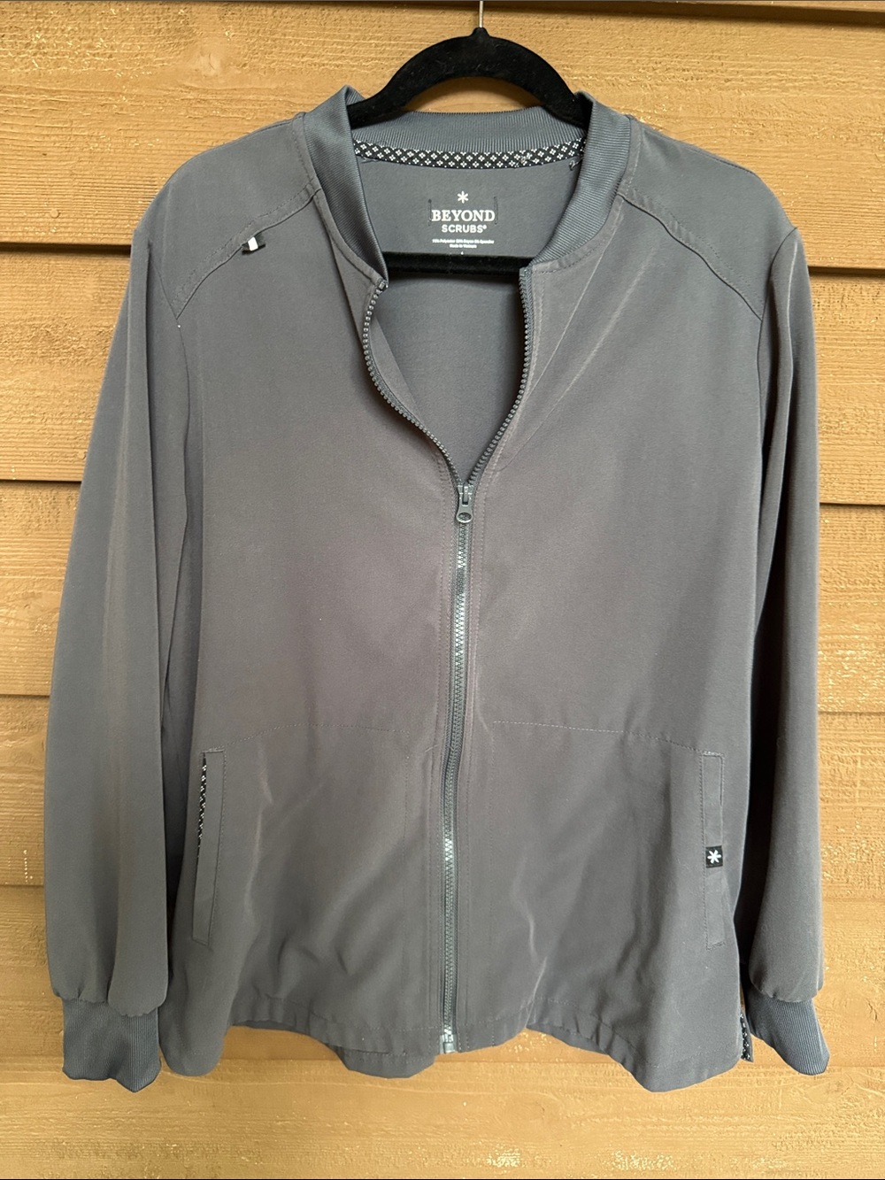 Beyond Scrubs Women's Gray Zip Bomber Jacket